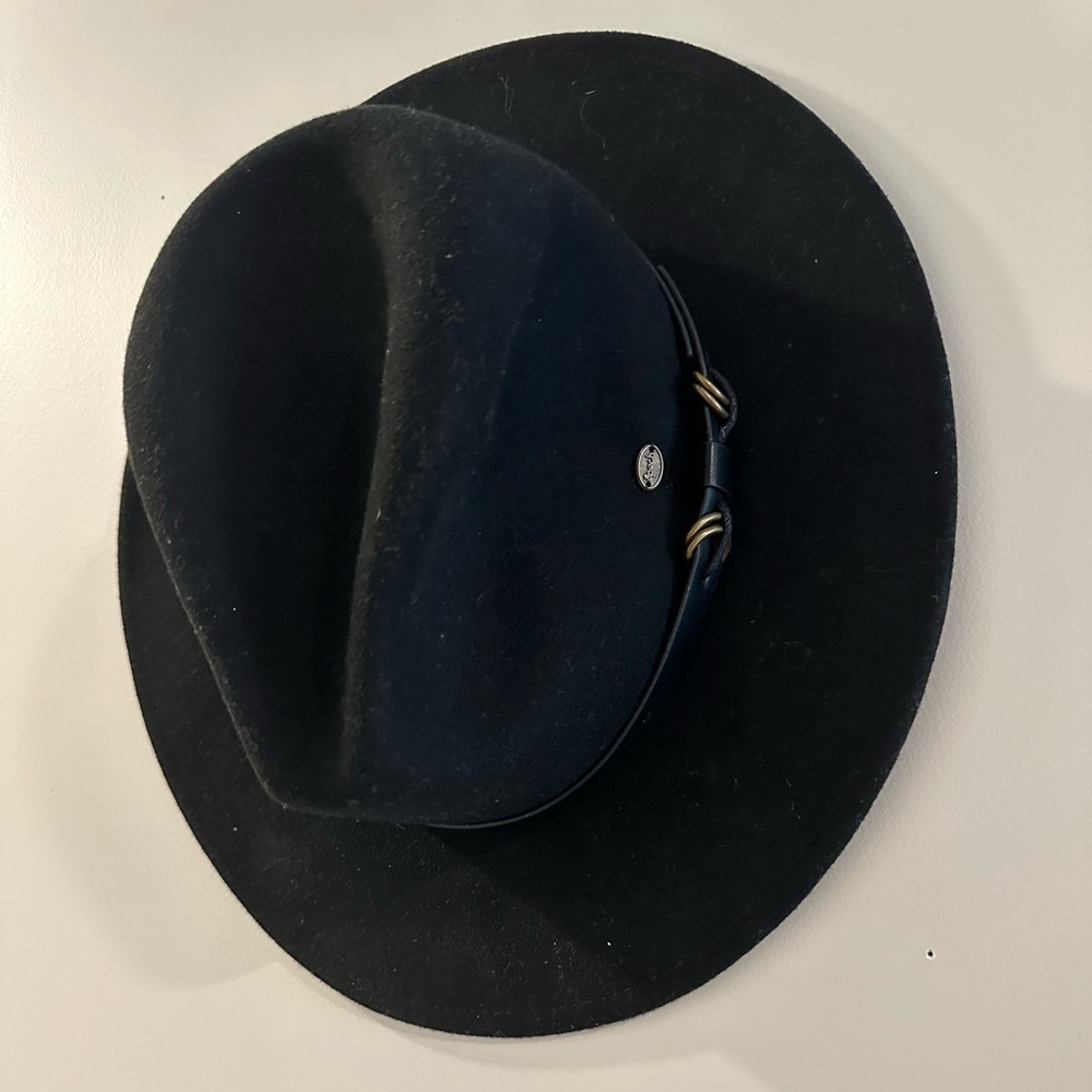 100% Wool Black Adjustable Wide Brim Cowboy Fedora Panama Boho Festival Hat